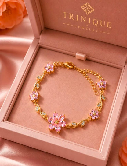B107: Pinteresty Flower Bracelet: Pink