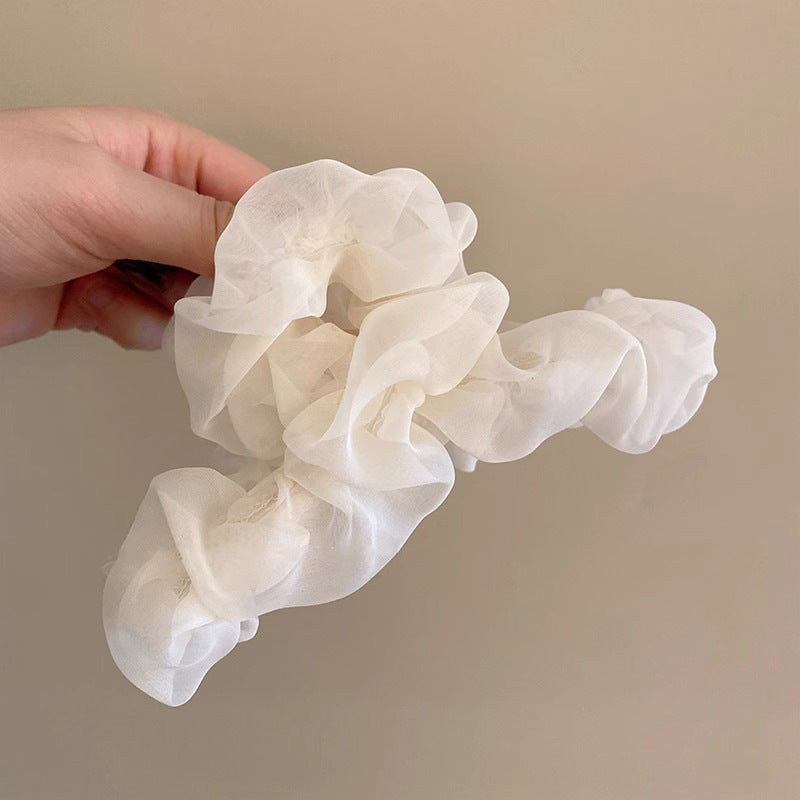 Mesh Ruffle Hairclaw: White