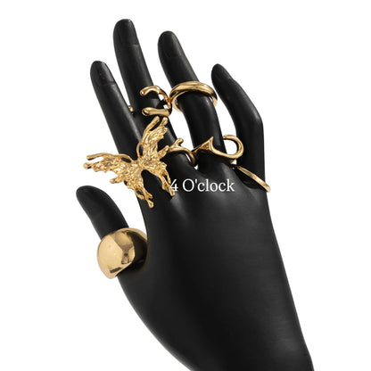 ✨RS111: Maximalistic Finger Ring Sets (Golden) - 6pcs (Adjustable-Non adjustable mixed sizes)