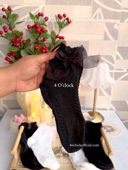 Vintage Socks: Black Bow