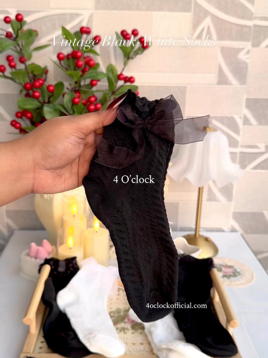 Vintage Socks: Black Bow