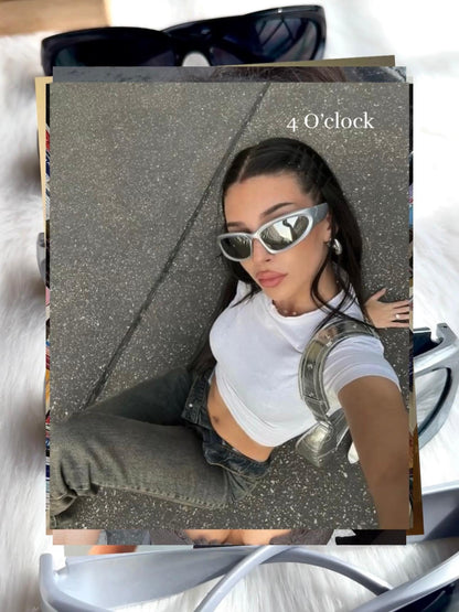 S09: Pinteresty Y2k Sports Sunglasses - Silver + Silver (with box) Unisex