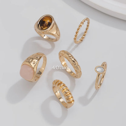 ✨RS99: Maximalistic Finger Ring Sets (Golden) - 6pcs (not adjustable)