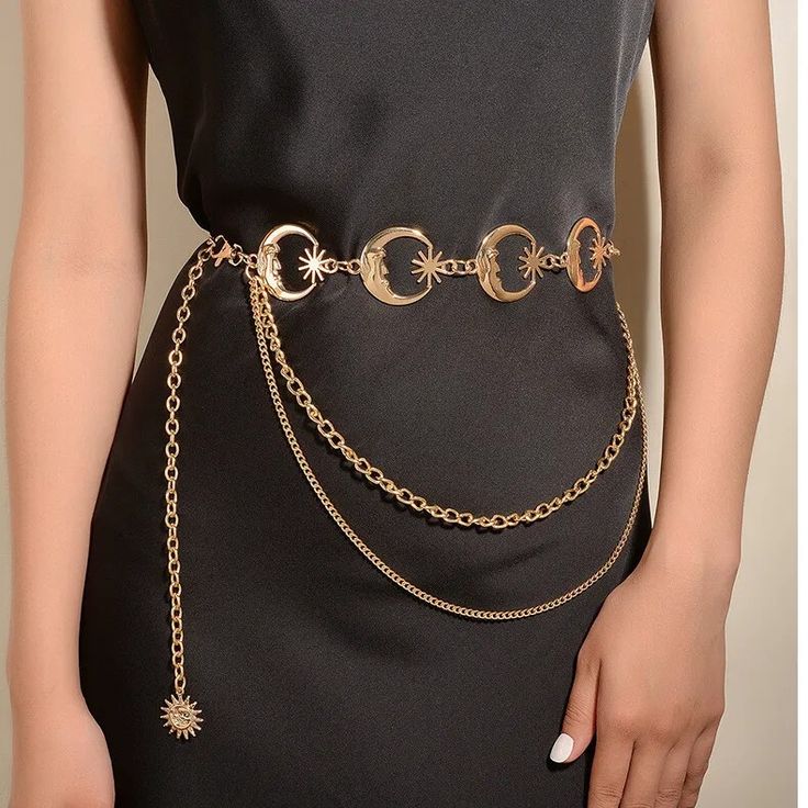 WC07: Pinteresty Waist Chains: Half Moon Star (Golden)