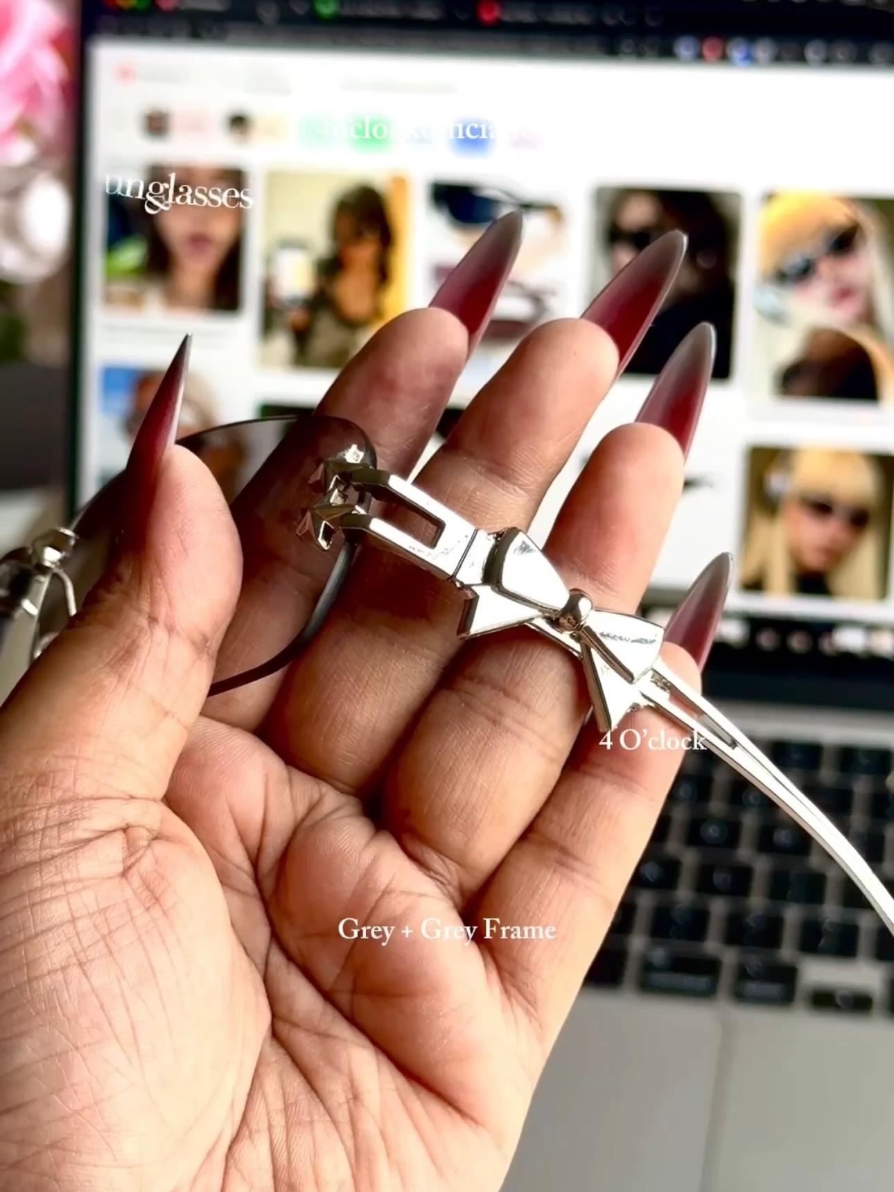 S19: Pinteresty Rimless Y2K Bow sunglasses: Grey + Grey (with box)