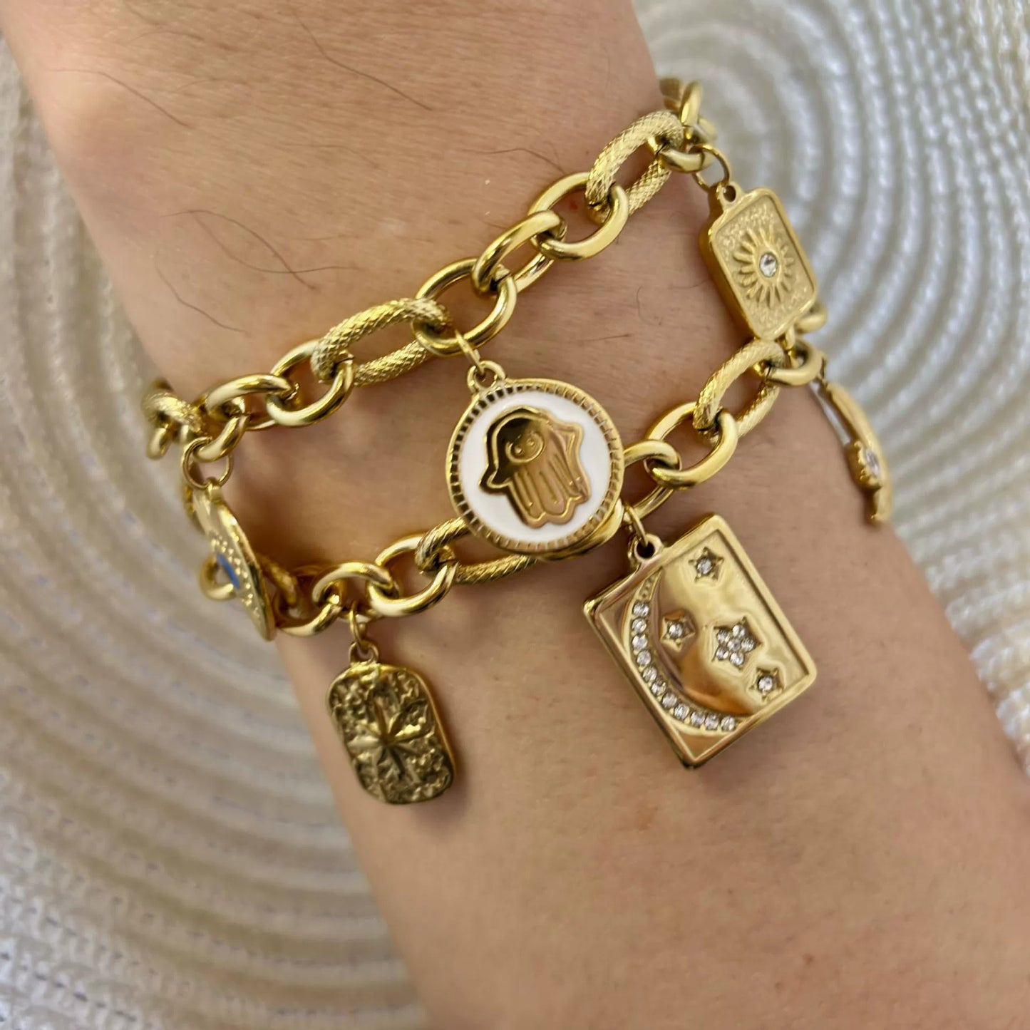 BN32: 18K Gold Plated Premium Stainless Steel Charm Bracelet
