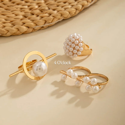 ✨RS81: Maximalistic Finger Ring Sets (Golden) - 3pcs (Adjustable-Non adjustable mixed sizes)