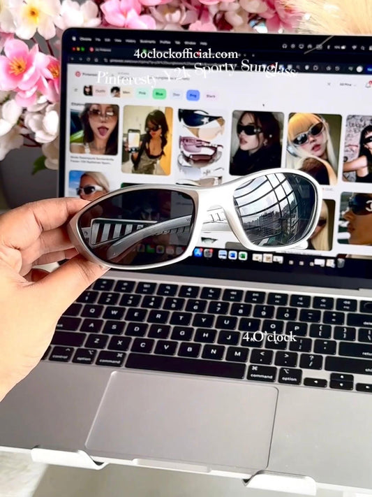 S02: Pinteresty Y2k Sports Sunglasses - Black +  Silver (with box) Unisex