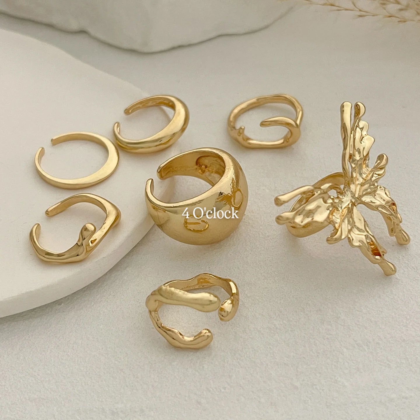 ✨RS111: Maximalistic Finger Ring Sets (Golden) - 6pcs (Adjustable-Non adjustable mixed sizes)