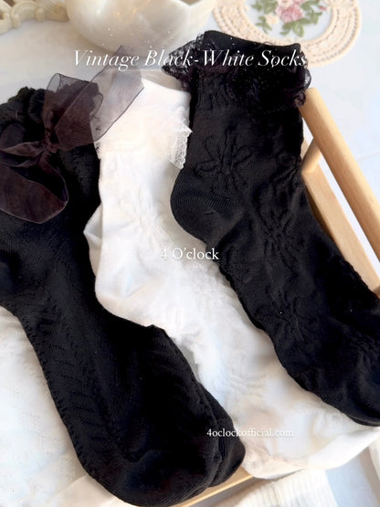 Vintage Socks: Black Bow