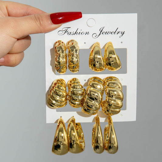 ES3: Maximalist Golden Earrings Set (6 pair)