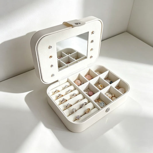 OG28: Jewellery Organizer with mirror: Beige