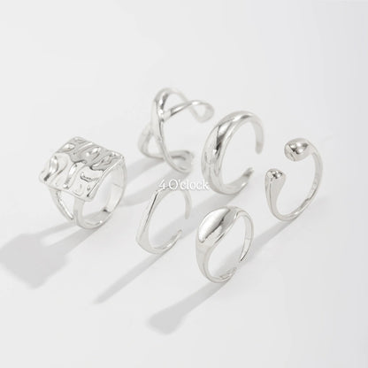 ✨RS106: Maximalistic Finger Ring Sets (Silver) - 6pcs (Full set adjustable)