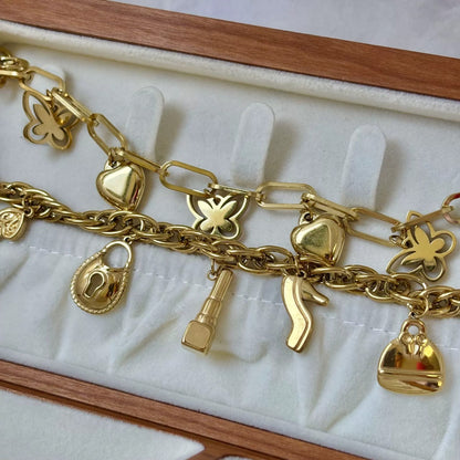 BN31: 18K Gold Plated Premium Stainless Steel Charm Bracelet