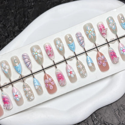 N20: Press On Nails: Spring Whisper. Size S (10 Pcs) - With 12pcs FREE glue stickers.