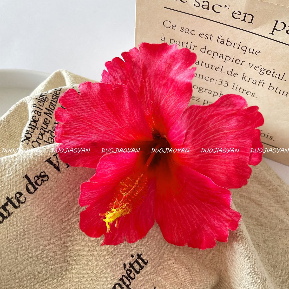 Hibiscus Flower Side Hair Clip: Rose Red