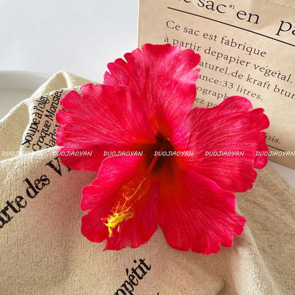 Hibiscus Flower Side Hair Clip: Rose Red