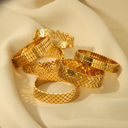 CB03: 18k Gold Plated Premium Stainless Steel Cuff Bangles