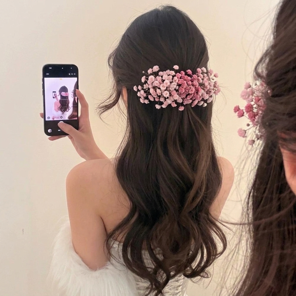 Gypsophila Hair Clip: Pink
