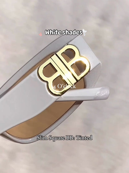 White Sunglasses: Slim Square BB: Tinted