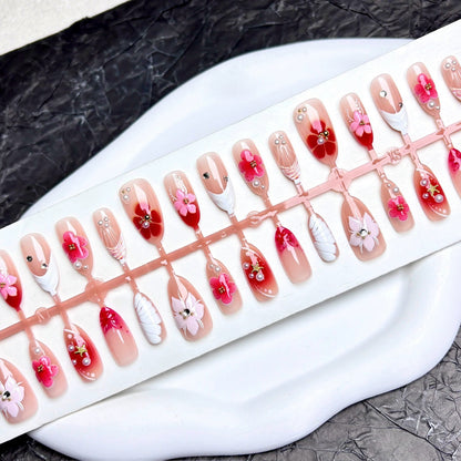 N21: Press On Nails: Precious Petals. Size XS (10 Pcs) - With 12pcs FREE glue stickers.