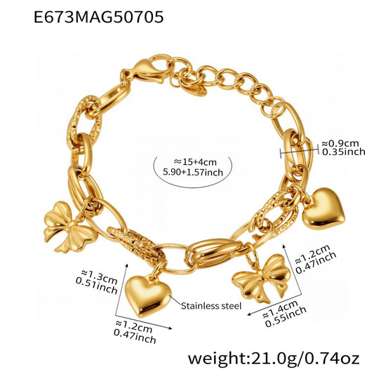 BN52: 18K Gold Plated Premium Stainless Steel Charm Bracelet
