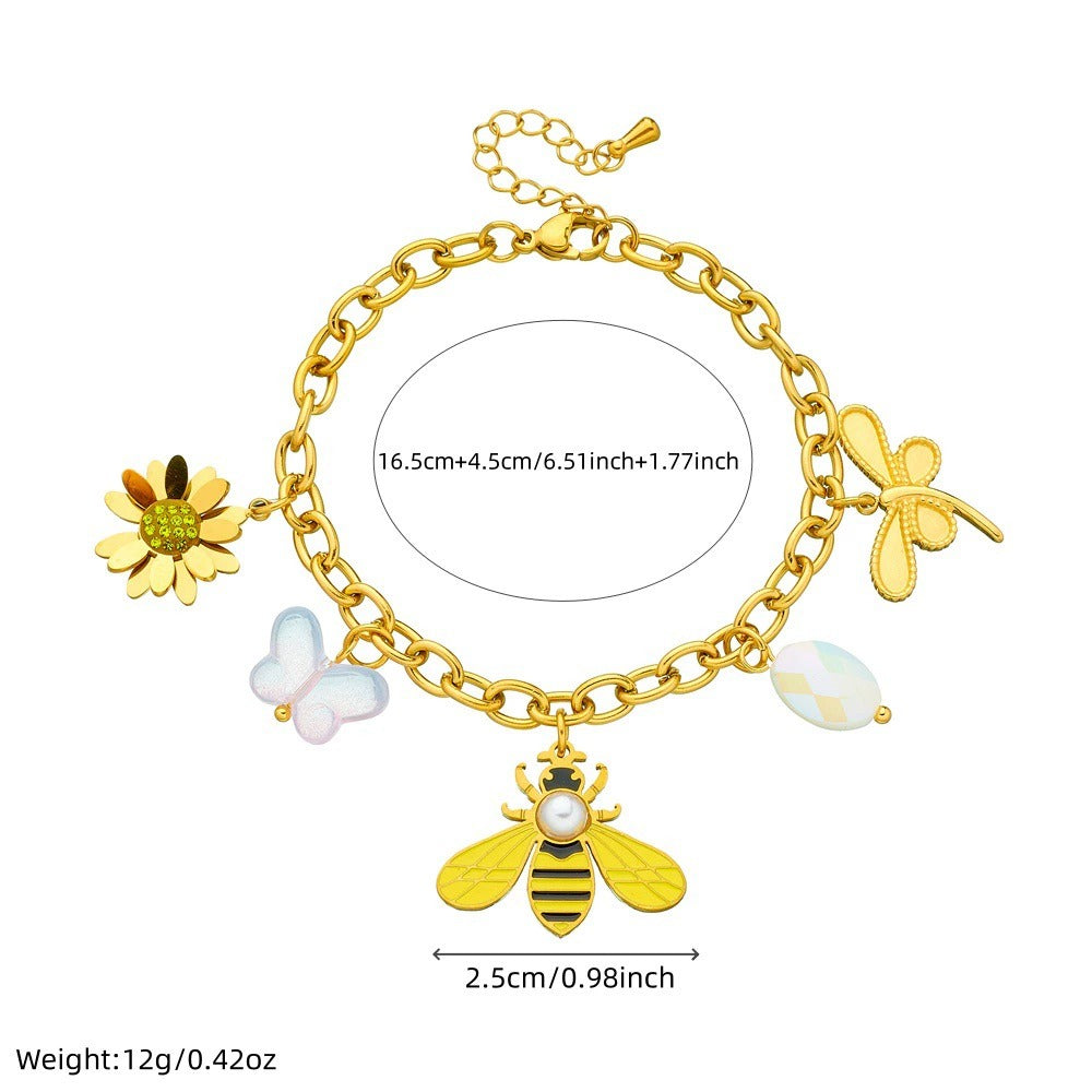 BN29: 18K Gold Plated Premium Stainless Steel Charm Bracelet