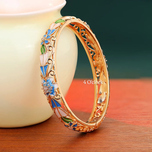 ✨🏰VC38: Cloisonné Vintage Victorian Bangles : Blue 🌸🕯️