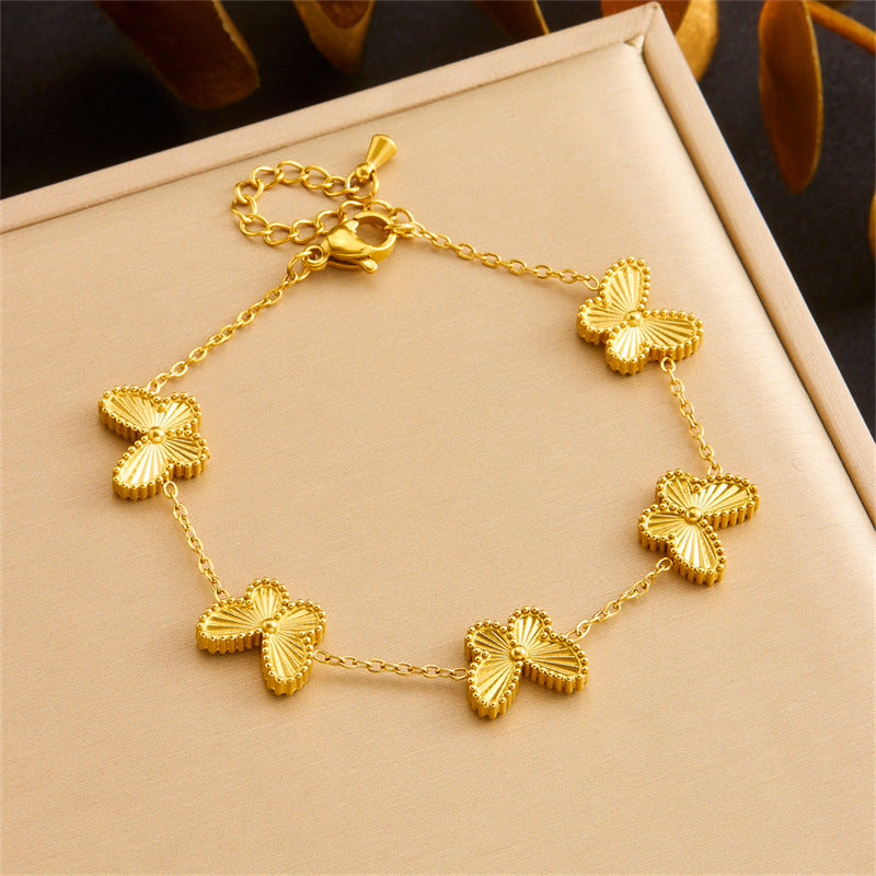 CS16: 18K Gold Plated Premium Stainless Steel Charm Necklace Set