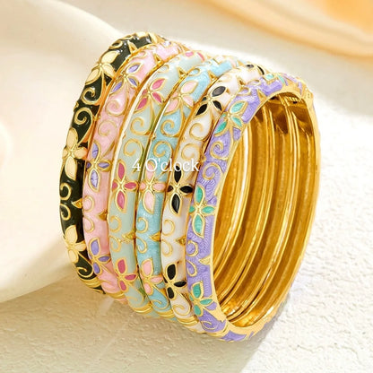 ✨🦢VC125: Vintage Victorian Enamel Bangles : Frosty Aurora 🌸🕯️