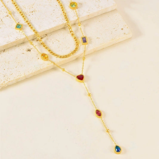 CN35: 18K Gold Plated Premium Stainless Steel Y Necklace
