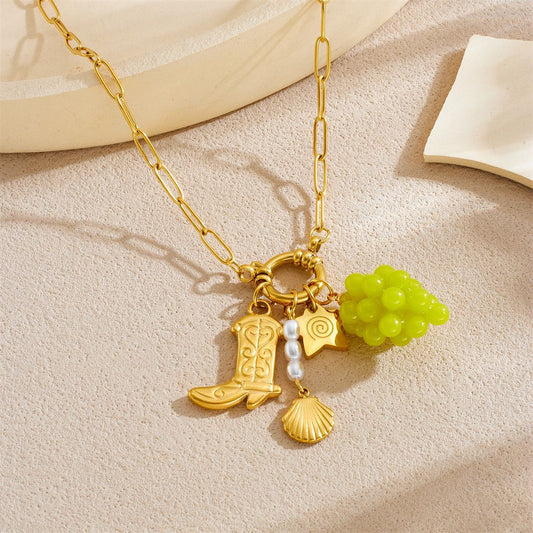 CN37: 18K Gold Plated Premium Stainless Steel Charm Necklace