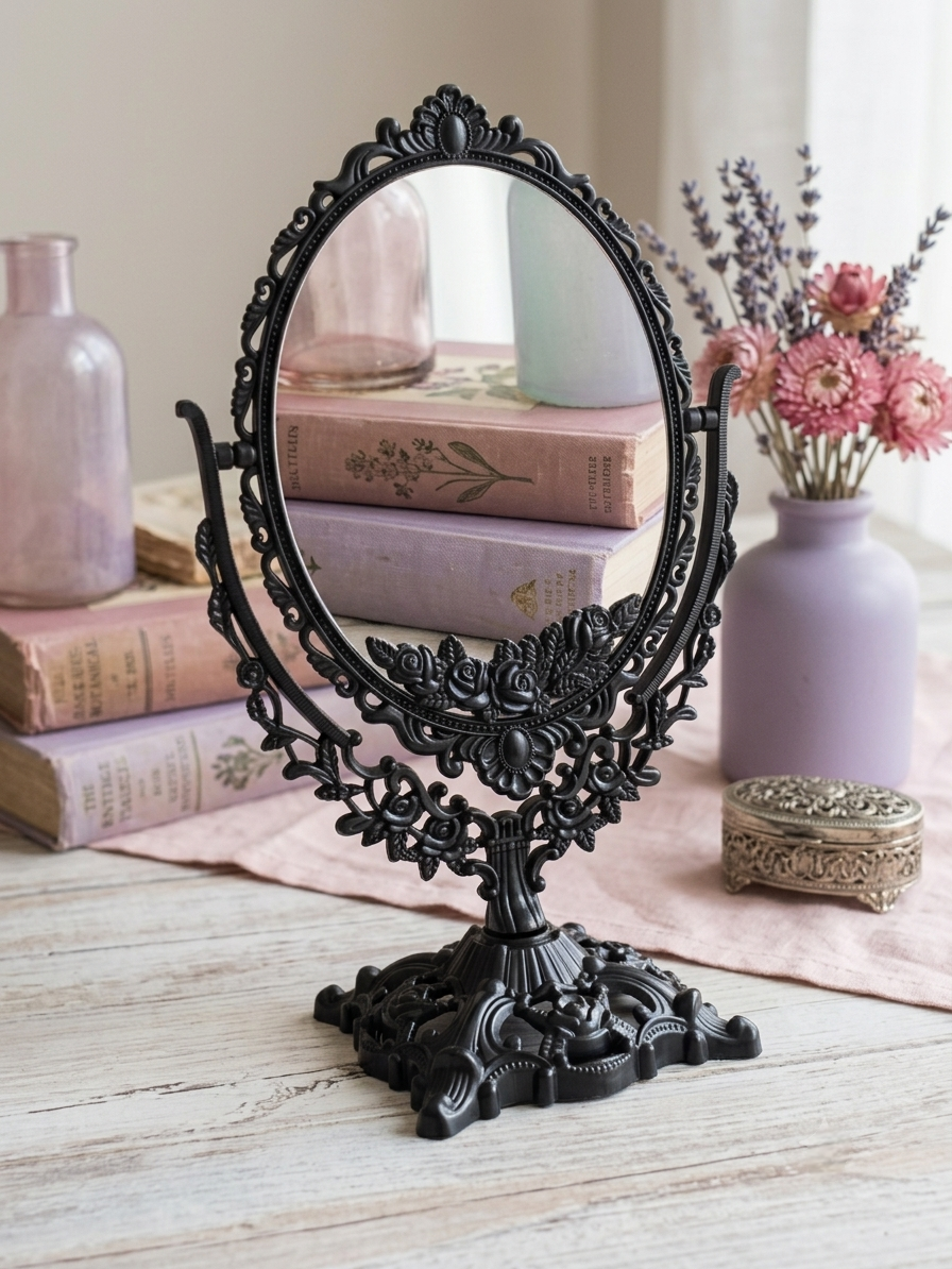 M25: Vintage Mirror: Vintage Oval: Black