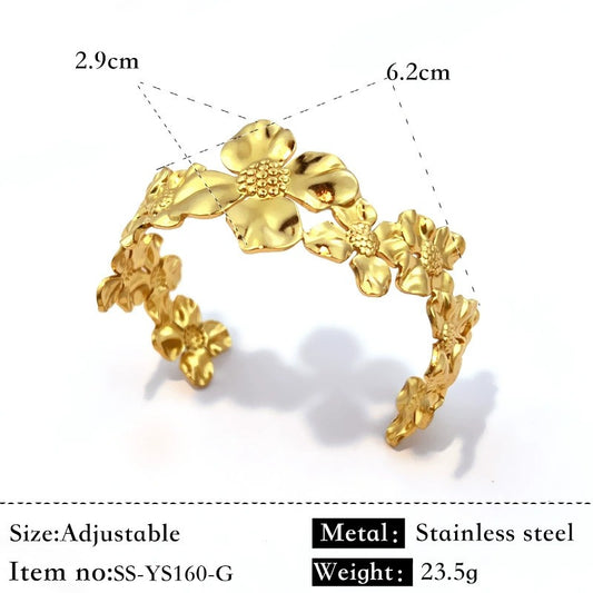 HC175: 18K Gold Plated Stainless Steel Handcuff Bracelet (Golden)