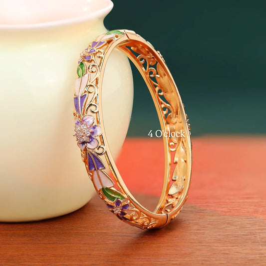✨🏰VC37: Cloisonné Vintage Victorian Bangles : Purple 🌸🕯️