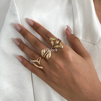 ✨RS107: Maximalistic Finger Ring Sets (Golden) - 3pcs (Full set adjustable)