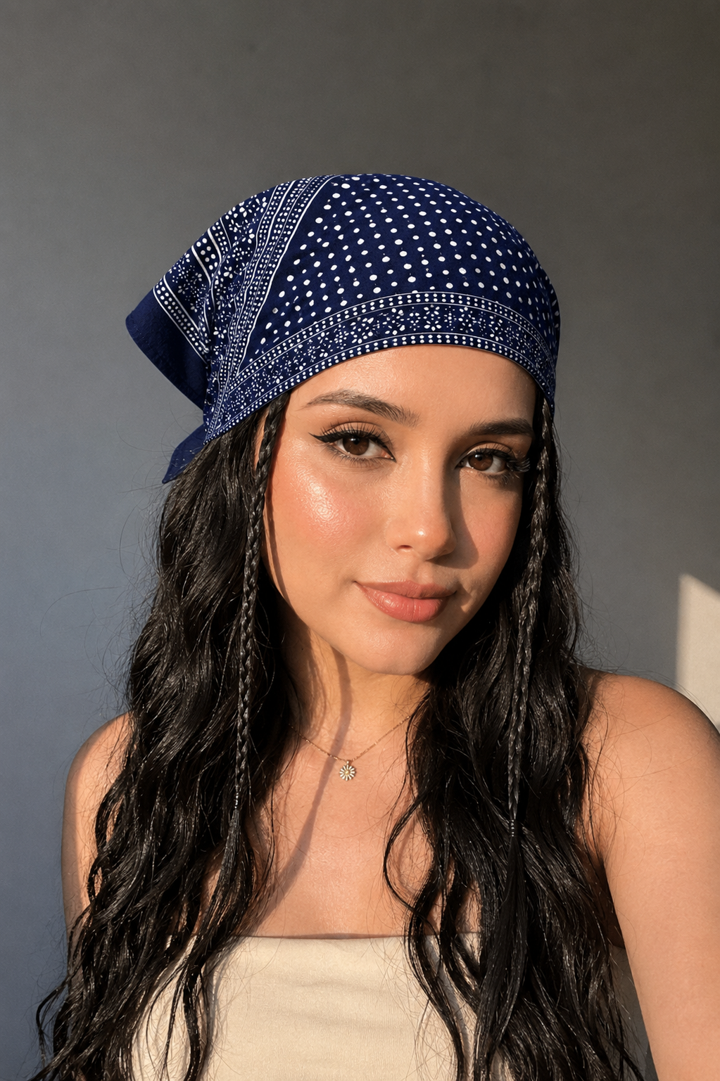 Bandana16: 90’s Bandana: Navy Blue Polka dot