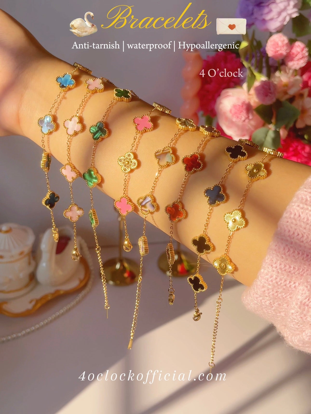 B91: 18k Gold Plated Stainless Steel Minimalist Bracelet: Rainbow Gleam Gradient