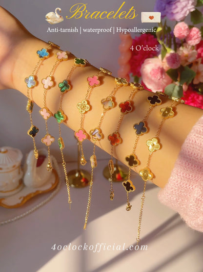 B91: 18k Gold Plated Stainless Steel Minimalist Bracelet: Rainbow Gleam Gradient