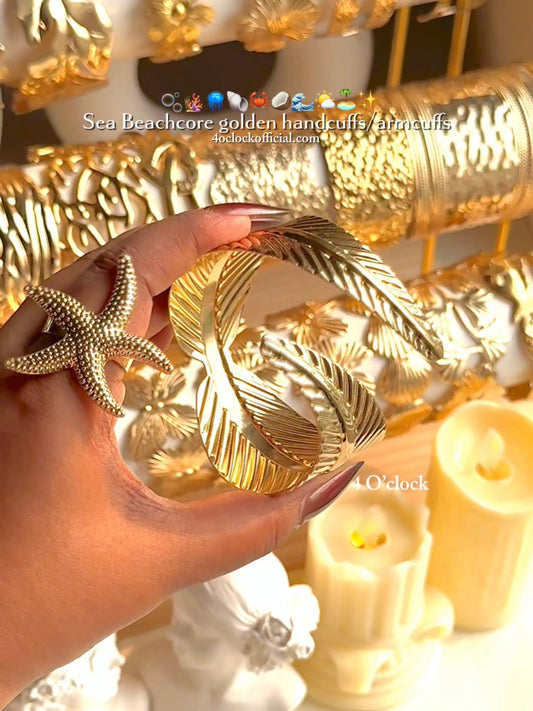 ✨HC136: Handcuff for Stack: Gold Leaf Bracelet✨