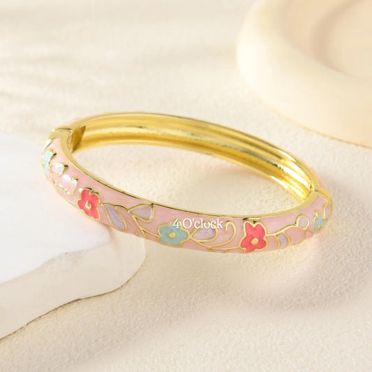 ✨🦢VC156: Vintage Victorian Enamel Bangles : Pink Carnation 🌸🕯️