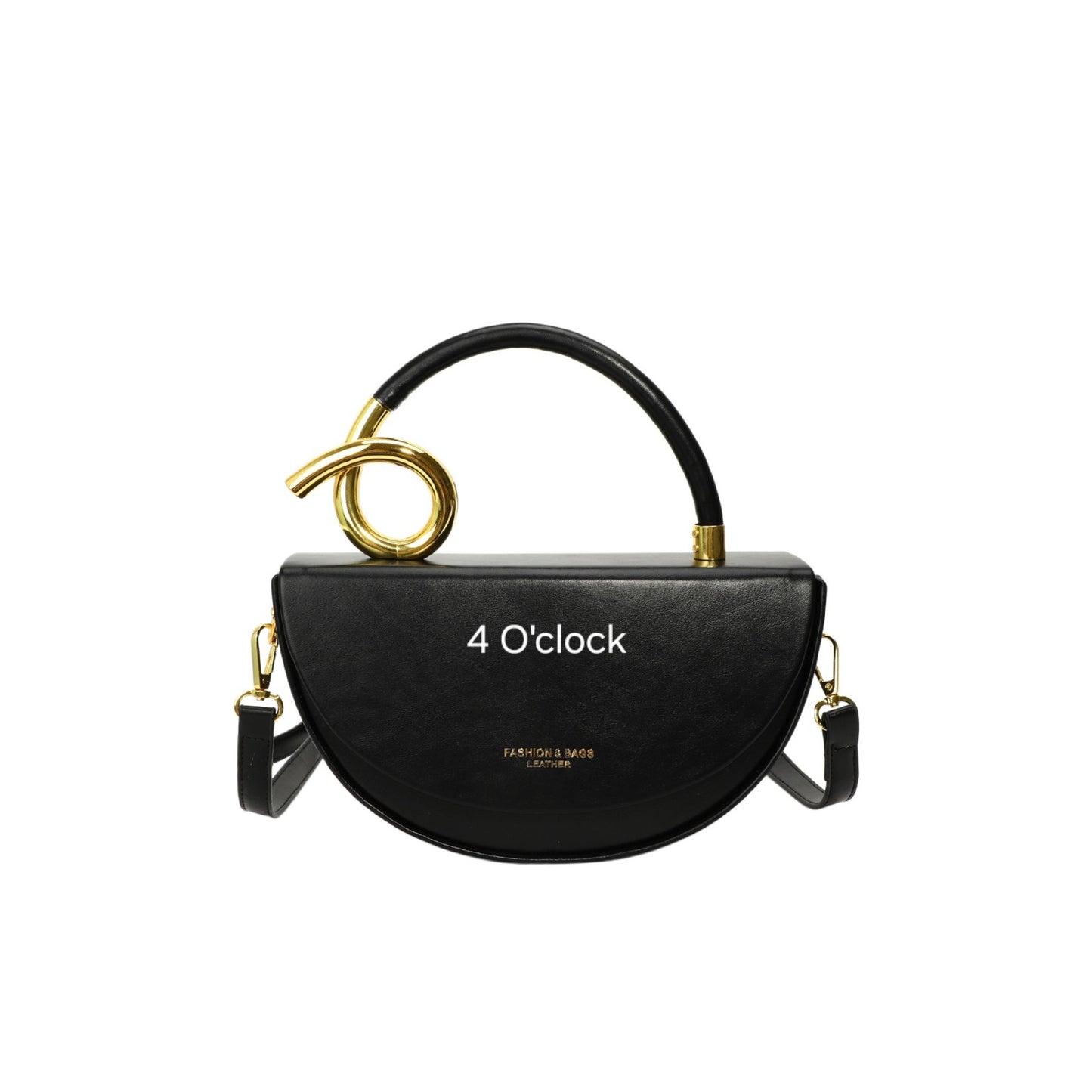 Half Moon Leather Handbag: Black