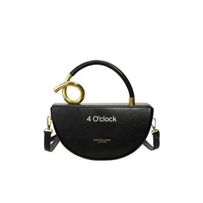 Half Moon Leather Handbag: Black