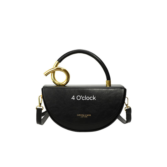 Half Moon Leather Handbag: Black