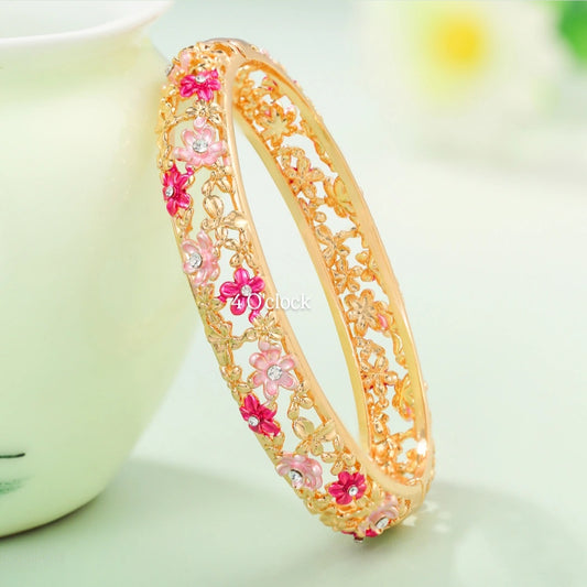 ✨🏰VC03: Cloisonné Vintage Victorian Bangles : Red & Pink 🌸🕯️