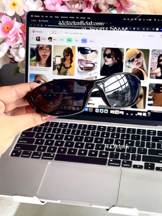 S01: Pinteresty Y2k Sports Sunglasses - Black (with box) Unisex