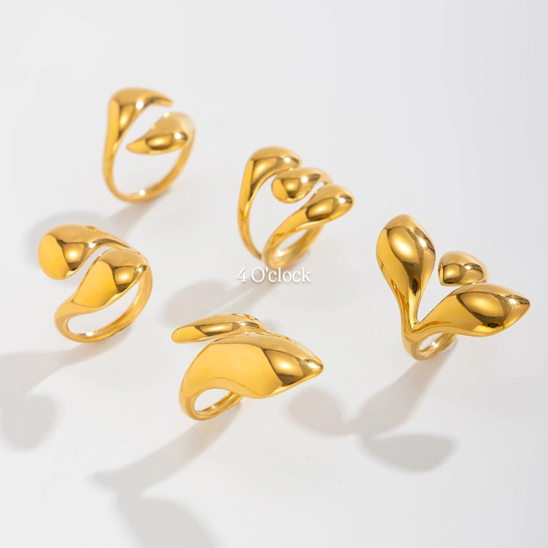 ✨RS103: Maximalistic Finger Ring Sets (Golden) - 5pcs (Full set adjustable)