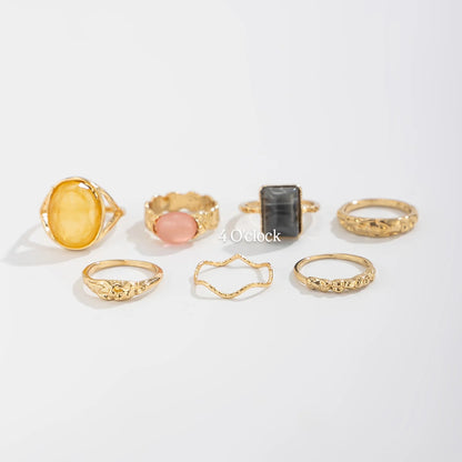 ✨RS101: Maximalistic Finger Ring Sets (Golden) - 6pcs (not adjustable)