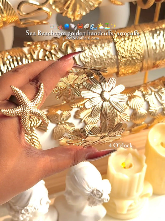 ✨HC128: Handcuff for Stack: Gold Daisy Bracelet  ✨