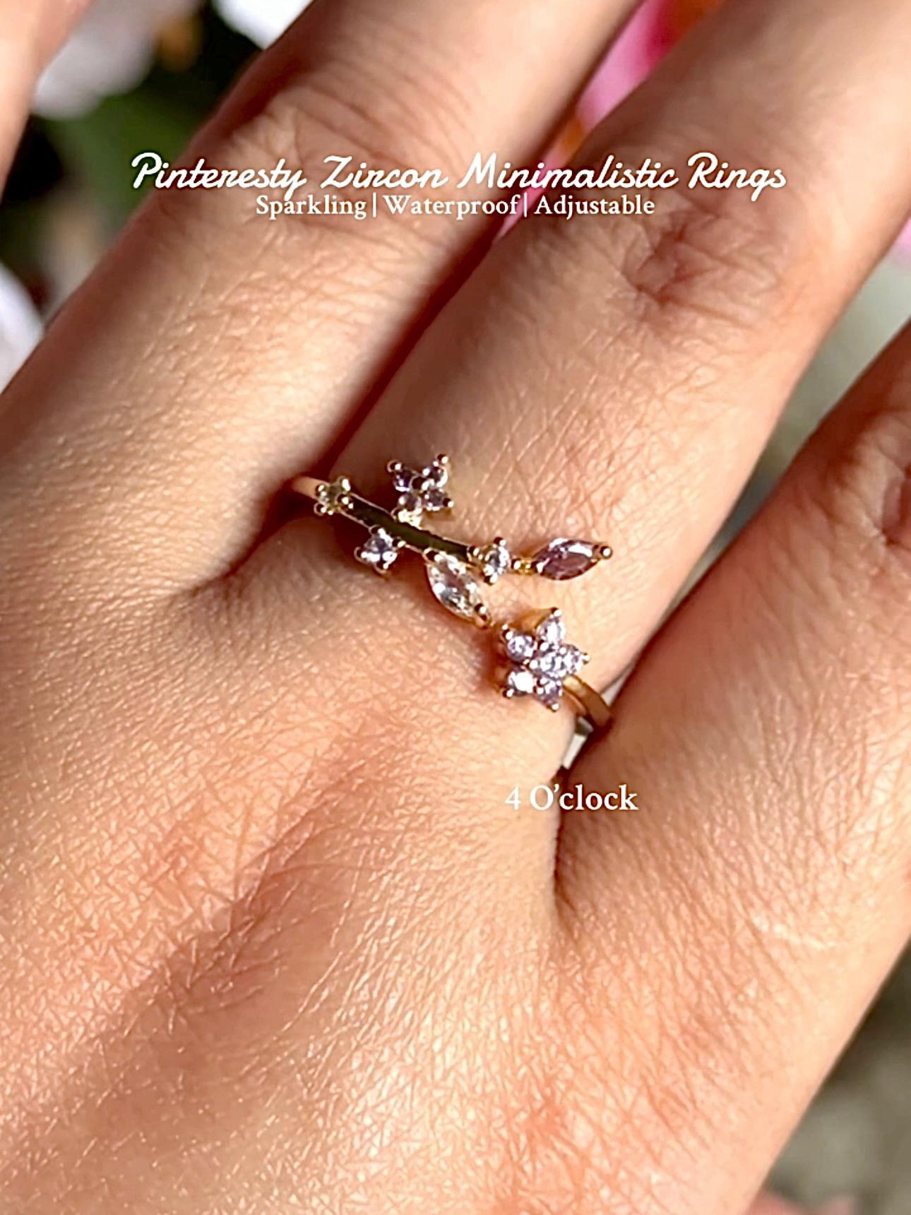 R37: Stainless Steel Zircon Minimalistic Finger Ring: Lavender Bloom (1pc) (With box)✨